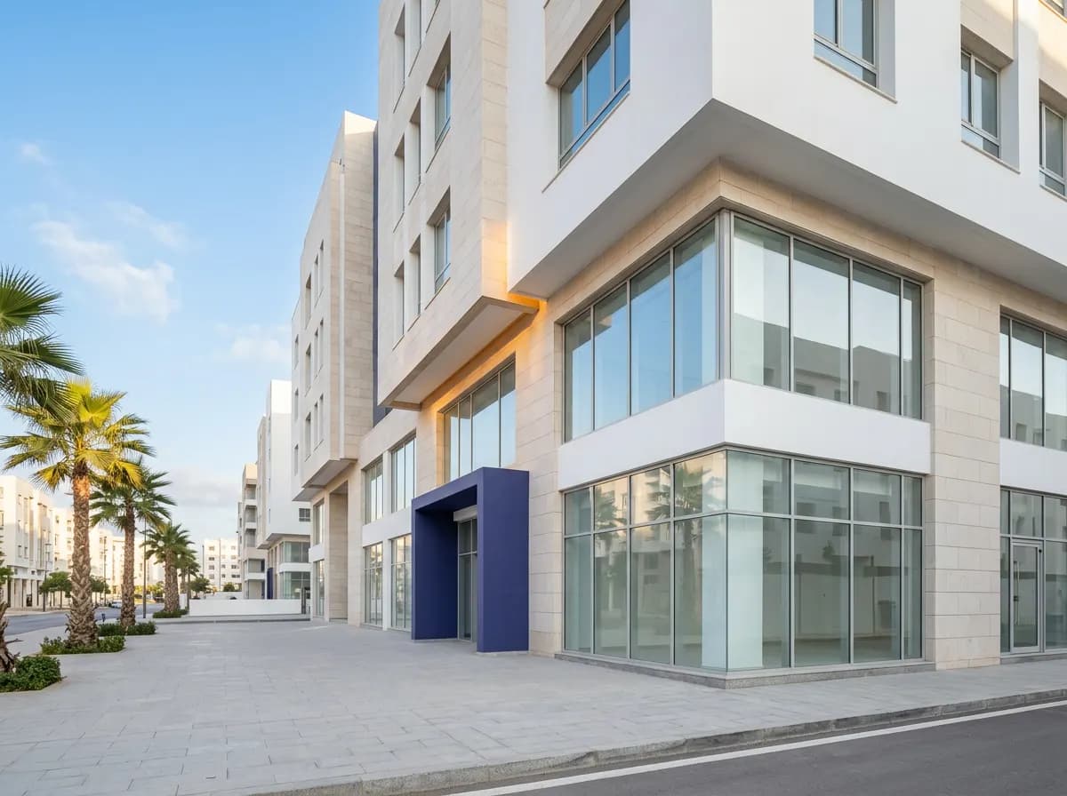 Bâtiment commercial moderne dans une ville marocaine